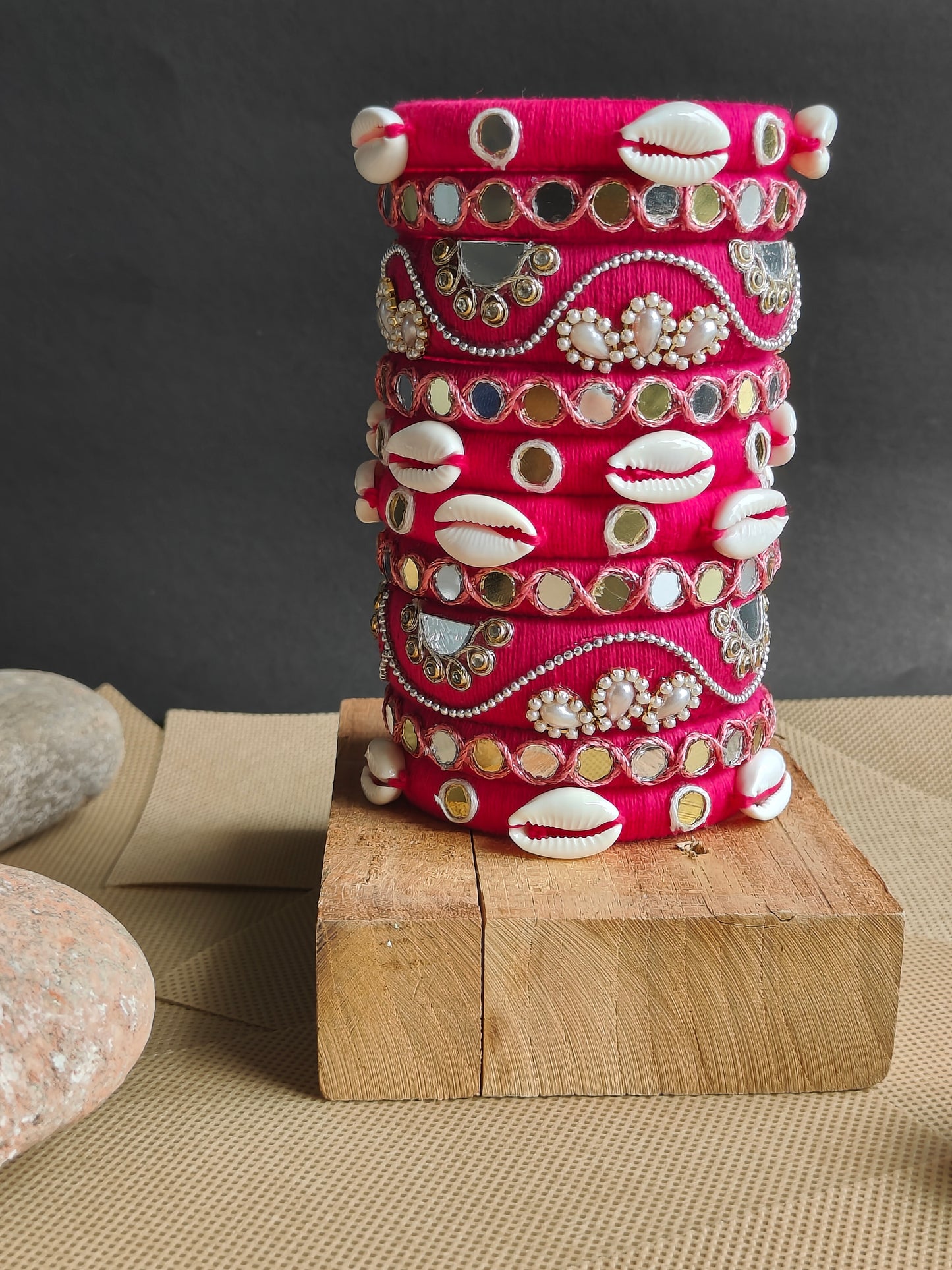 Gulaabi Mirror Bangle Set