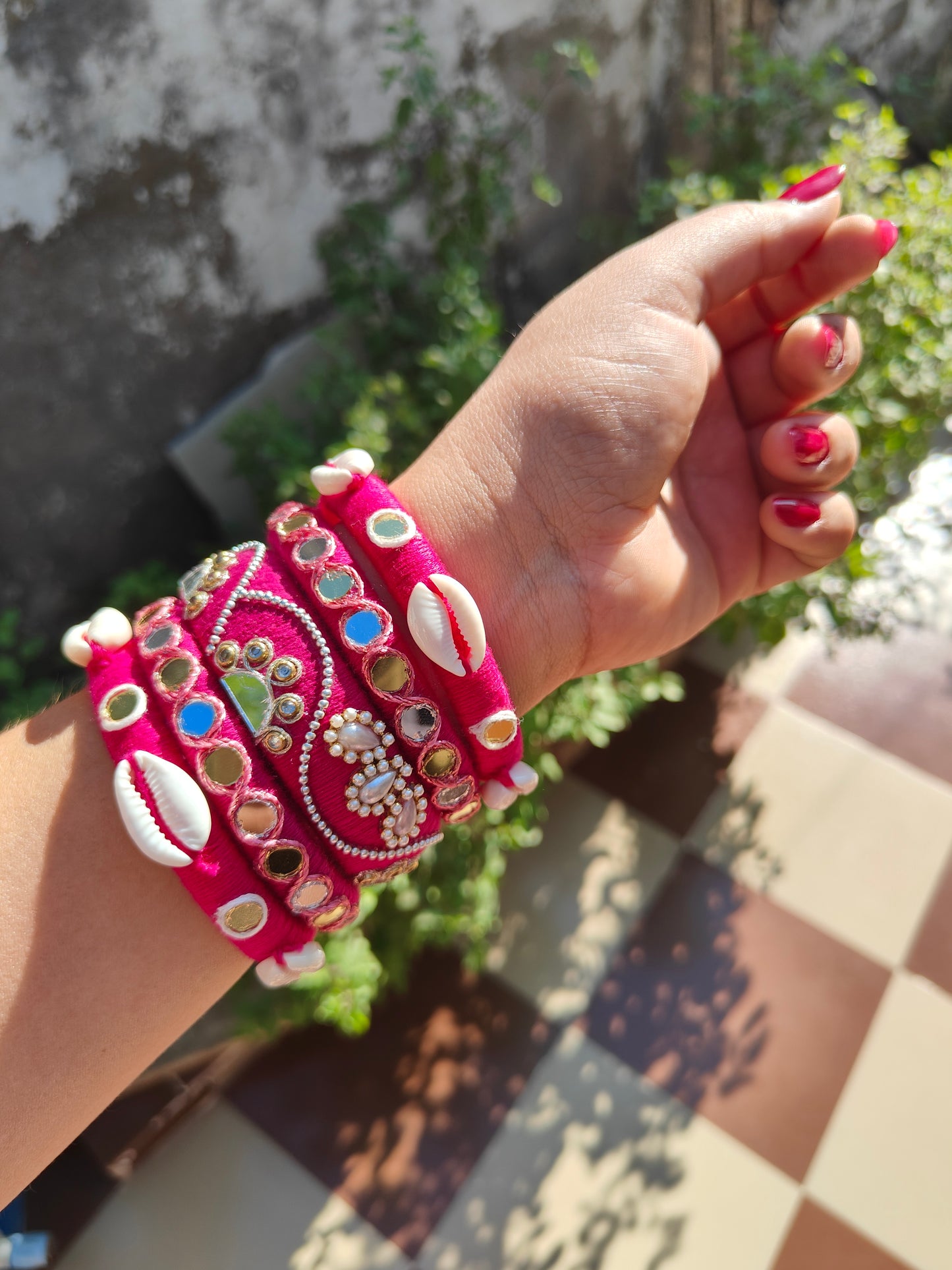 Gulaabi Mirror Bangle Set