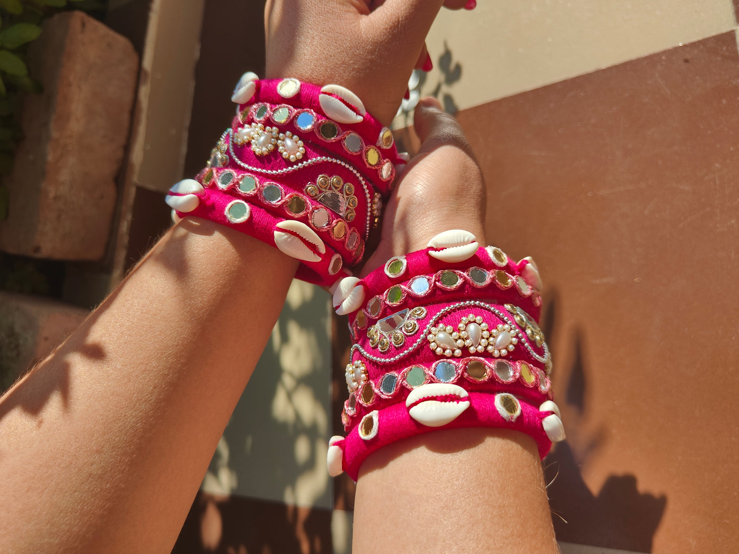 Gulaabi Mirror Bangle Set