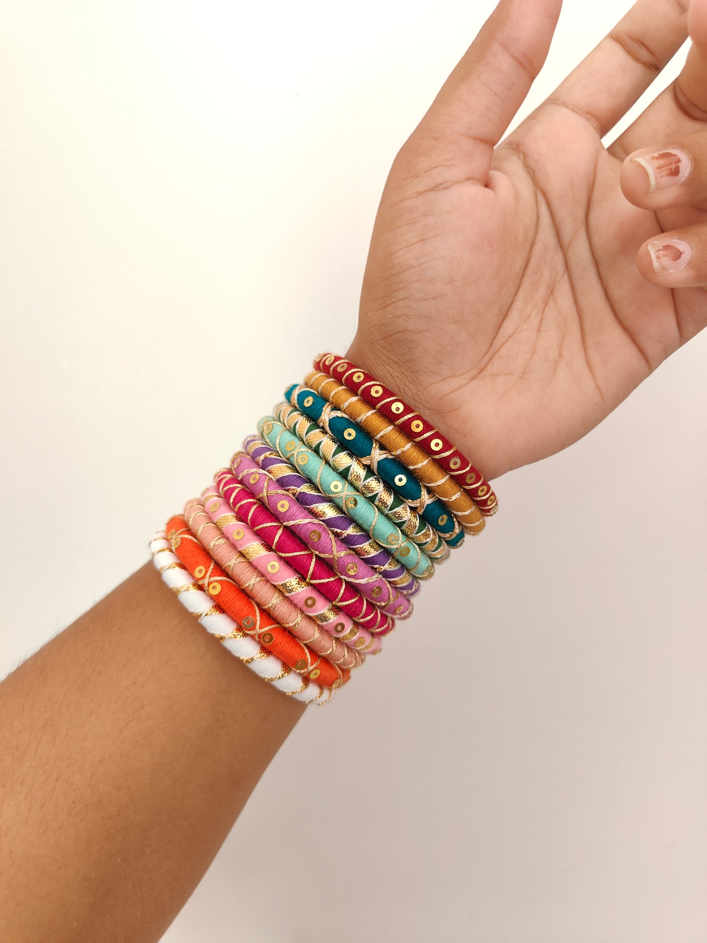 Zari Dori Bangles – 12-Piece Rainbow Elegance